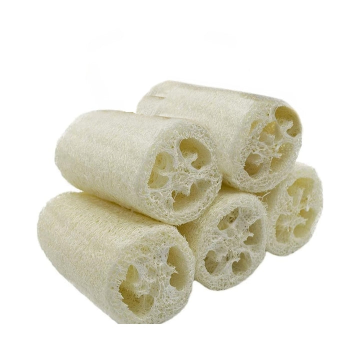 Set of 5 Natural Exfoliating, Biodegradable, Multifunctional Bath Sponges, Cream