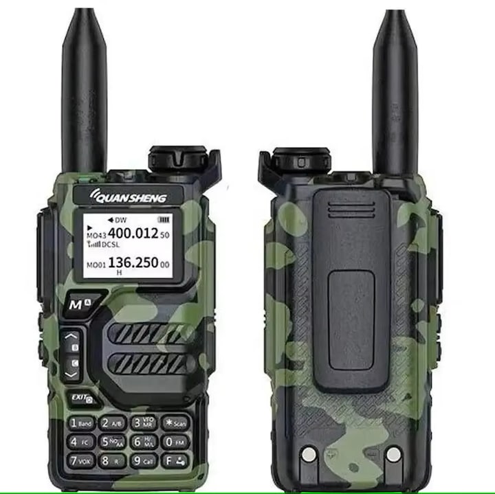 Statie Radio Quansheng UV-K5 VHF/UHF 5W – Scanner 50-600MHz  Dual Band  VOX  200 Canale  FM  USB-C  Antena SMA-F