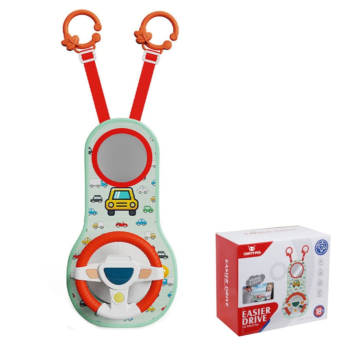 Jucarie Interactiva pentru Scaun Auto  Centru de Joaca cu Volan  Lumini si Sunete  41x20x10cm  Multicolor