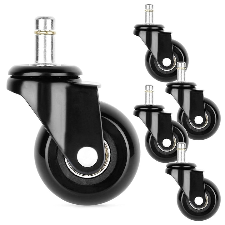 Set 5 roti de schimb pentru scaun  Vilde  cauciuc  5 cm  negru