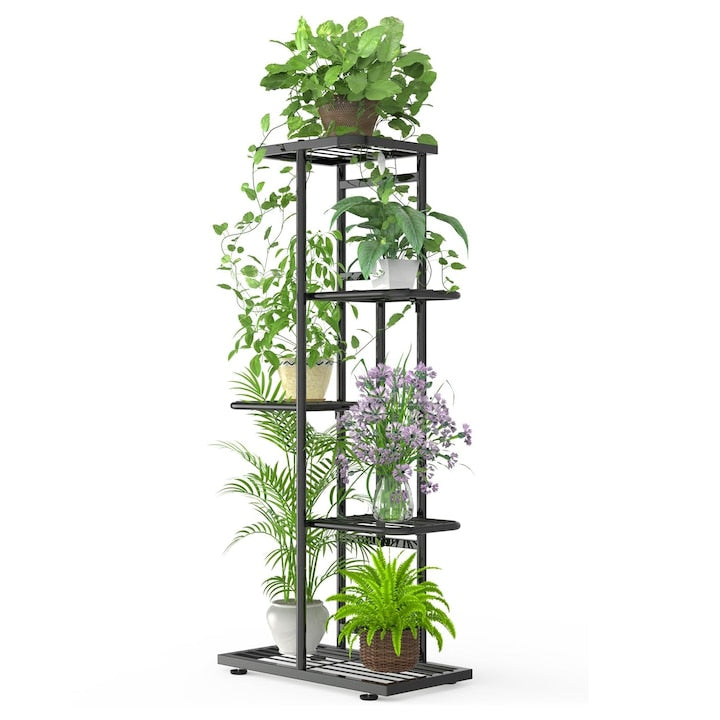 Flower Stand, 5 Shelves, Plant Holder, Waterproof and Corrosion-Resistant, Robust Metal Frame, 41x 22x 98 CM, for Indoor/Balcony/Living Room/Garden