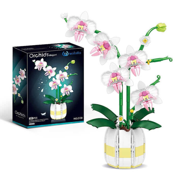 WALALLA Orchid Building Set, 616 Pieces, Ages 6+, White Green