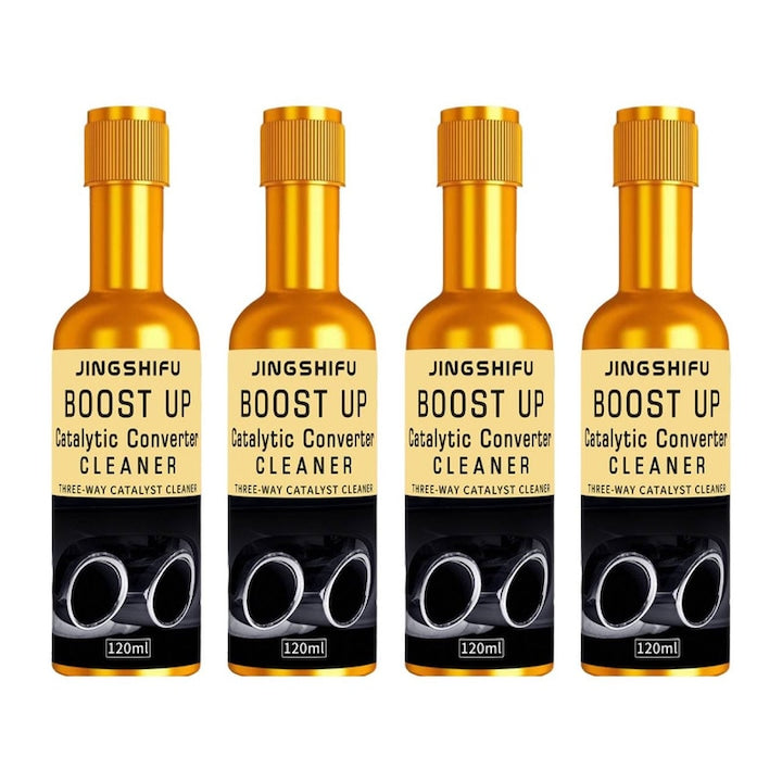 Set of 4 bottles of catalytic converter cleaner, internal engine cleaner, carbon deposit remover