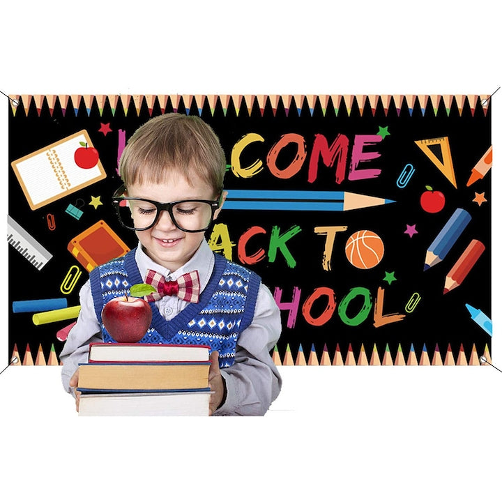 Banner decorativ YANYXR BCS3107949 'Welcome Back to School'  din terylena  multicolor  180 x 100 cm