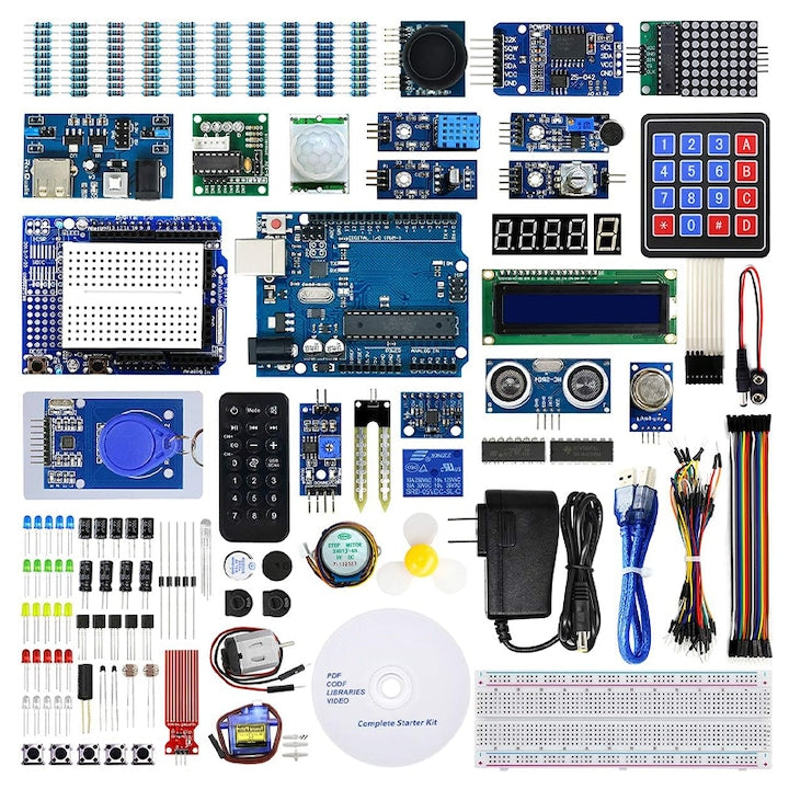 Kit de programare UNO R3  Duueyct  Kit start componente electronice  Compatibil cu Arduino IDE  67 componente  223 de componente  Tabla de baza de inalta calitate  Senzori  Display LCD  Telecomanda  Componente pentru Incepatori  Tutoriale CD incluse