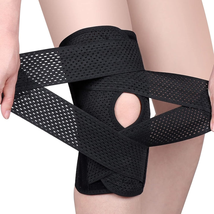 Genunchiera tehnico- medicala profesionala  orteza leziuni ligamente si articulatii  edem si dureri genunchi  stabilizator rotula in activitati intense  ajustabila  elastica  unisex  Negru  M