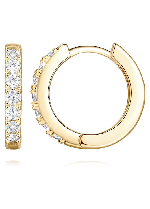 Annamate - Cercei aur rotunzi 14mm  Cercei aur dama stralucitori  cercei aur modele noi  cercei de aur eleganti pentru lookuri de zi sau de seara