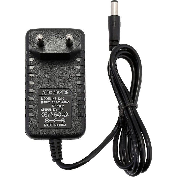 Power Adapter 12 Volt 1 Amp AC 100-240V DC 5.5mm x 2.5mm for portable trolley speakers, electric cars, and other devices