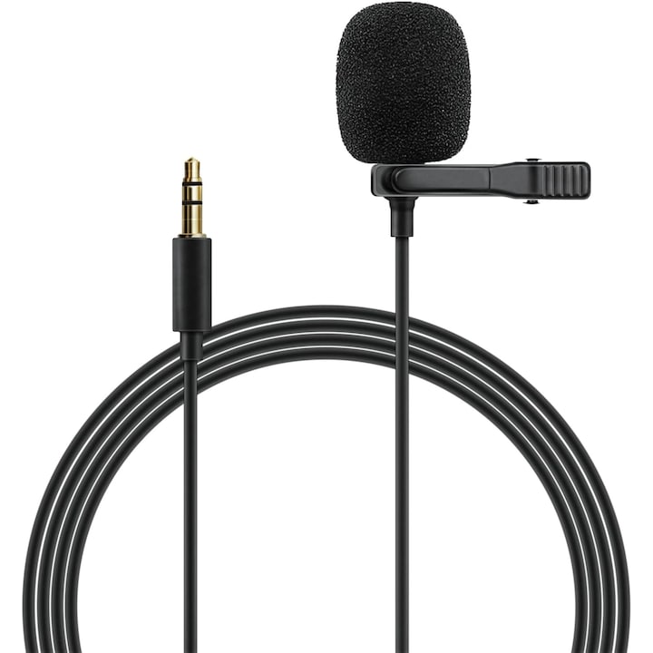 Microphone for 3.5mm Stereo Jack Noise Cancelling Lavalier Clip