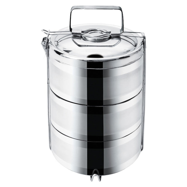 Sufertas Termica Pentru Pranz  3 Niveluri  Orion  3X1.1 L  29x16 cm  Otel  Izolatie Vidata  Pentru Produse Lichide Si Solide  Maner De Transport  Argintie