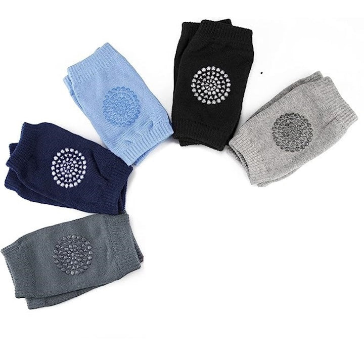 Set 5 Genunchiere din bumbac pentru bebelusi  antiderapante  0-36 luni  Multicolor