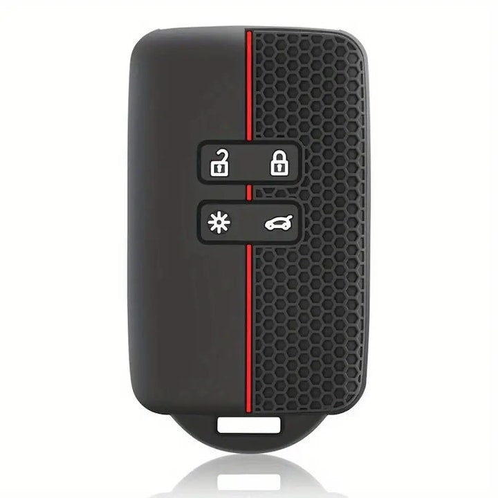 Husa cheie/cartela Renault/Dacia  10×5.5cm  model sport  din silicon  compatibila Dacia Duster  Jogger  Logan  Sandero  Kadjar  Koleos  Arkana  Negru/Rosu
