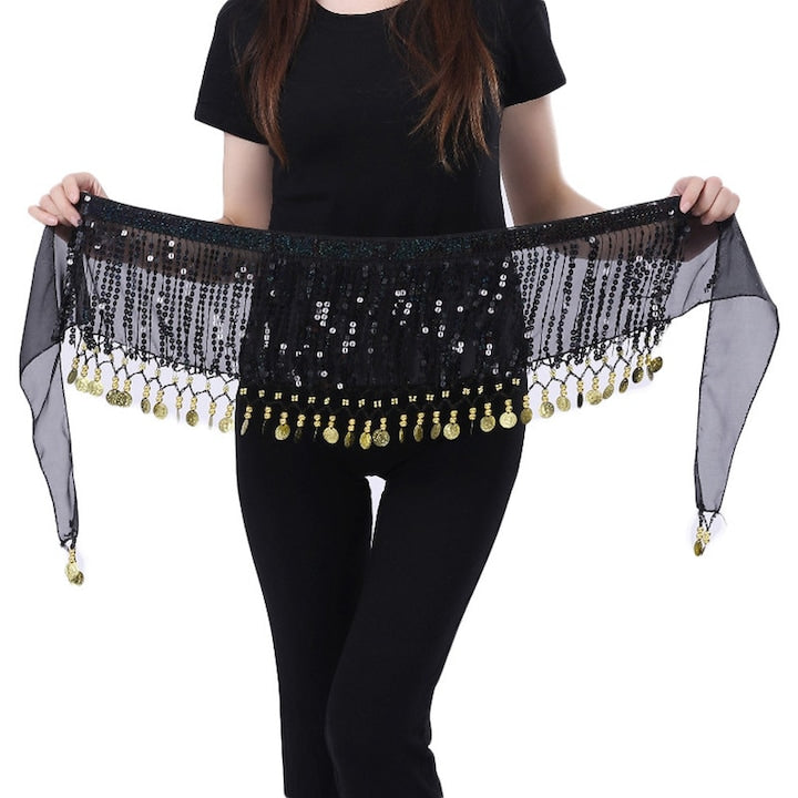 TRADERPLUS Women's Black Coin Dance Skirt