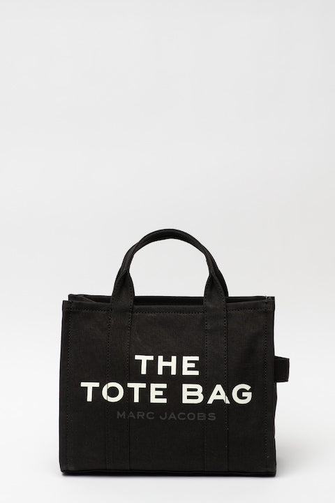 Marc Jacobs - Geanta tote medie cu imprimeu logo si bareta detasabila The Canvas  Alb/Negru 12 rate cu 0% dobândă