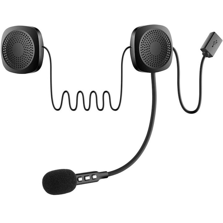 Sistem de comunicare moto  casca Bluetooth Wireless pentru moto - pentru Control apeluri  muzicale  Negru