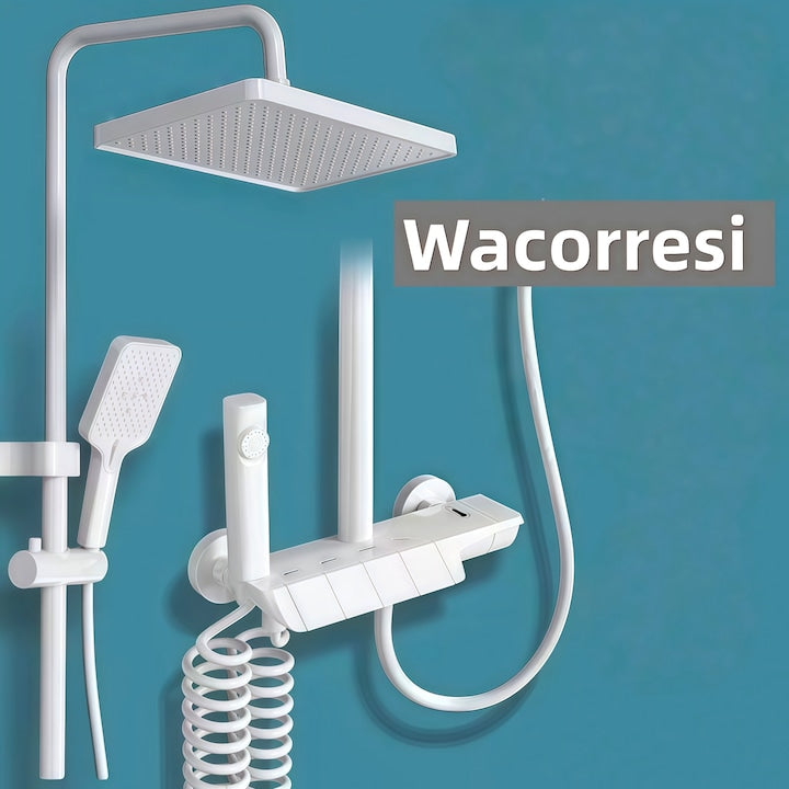 Wacorresi complete shower column, white, modern design, adjustable height