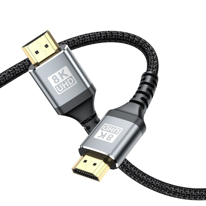 HDMI 2.1 Male-to-Male Cable, Certified, 8K@60Hz, 4K/2K@120Hz, HDR, HDCP 2.1, eARC, 7 meters, Black