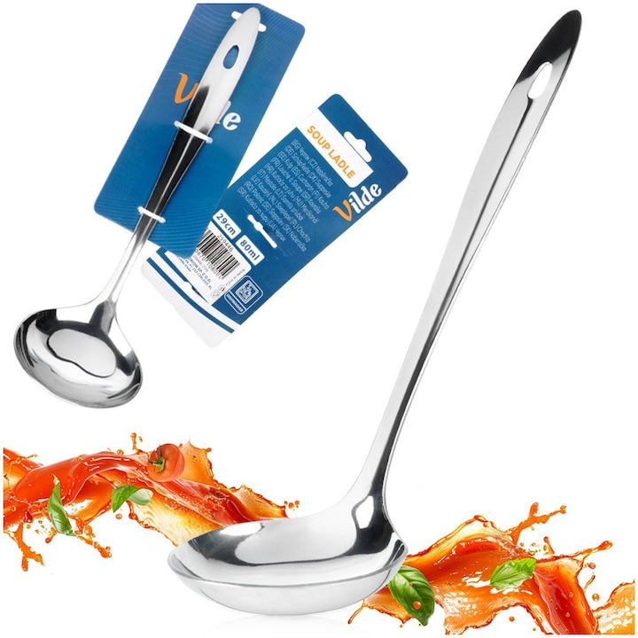 Polonic Bucatarie  Vilde  Clasic Pentru Supa Si Sos  29x8.5 cm 80 ml  Argintiu  Otel Inoxidabil  Lingura Adanca Pentru Servire Gulas Si Compot  Ustensila Practica Si Rezistenta  Se Spala La Masina De Spalat Vase
