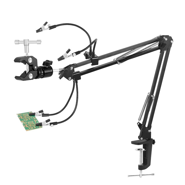 Suport de sudura  WALALLA  4 brate universale  clema de fixare PCB  rotire 360°  set complet