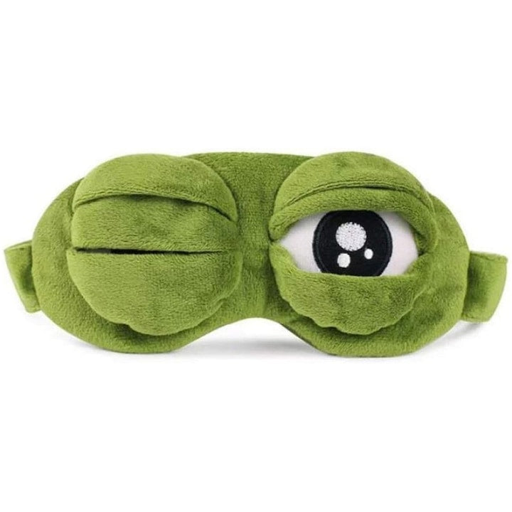 Kids Sleep Mask, blocks light completely, ideal for sleep, travel, relaxation, comfortable, lightweight, unisex, Adjustable, Universal size, funny 3D Frog design, YQLAFT, Green