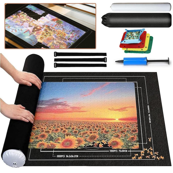 Puzzle Storage Mat Portable Roll-Up Storage Mat with Alignment Lines for Up to 1500 Pieces Foldable Storage Mat for Kids and Adults Puzzle Accessories