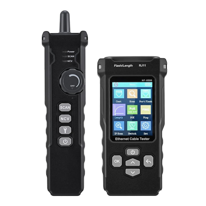 Tester cablu multifunctional  WALALLA  NF-8506  masurare lungime  test PoE  negru  200x50x33mm