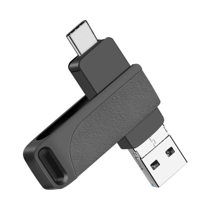 Unitate USB de mare viteza de 1 TB  4-in-1 USB 3.0 + Tip-C + Micro USB + Lightning  Transfer ultra-rapid  Backup foto si video  Compatibil cu Android  iPhone  Laptopuri si Tablete  Negru