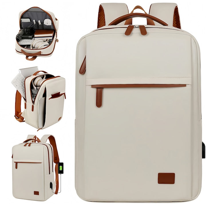 Rucsac multifunctional  Wacorresi  Rucsac de voiaj unisex  rezistent la apa  design cu port USB  42x31x14cm  poate fi utilizat pentru calatorii de afaceri  calatorii  naveta  design multi-compartiment  Alb