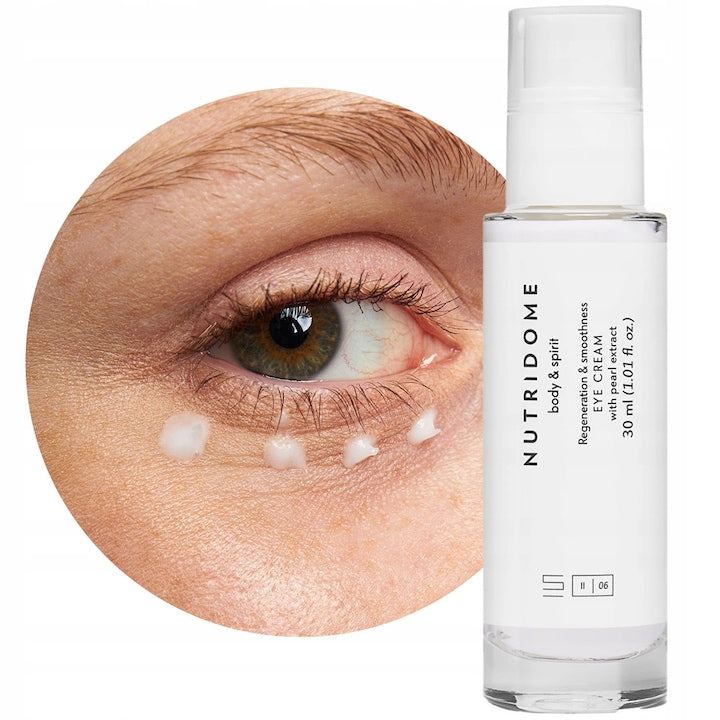 Crema Pentru Ochi  Nutridome  30 ml  Actiune Hidratanta  Anti-Imbatranire  Anti-Rid  Regeneranta  Nutritiva  Impotriva Cearcanelor  Antioxidanta  Contine Vitamina E  Extract Din Perle  Extract Din Alge Rosii  Ulei De Avocado  Ulei De Migdale