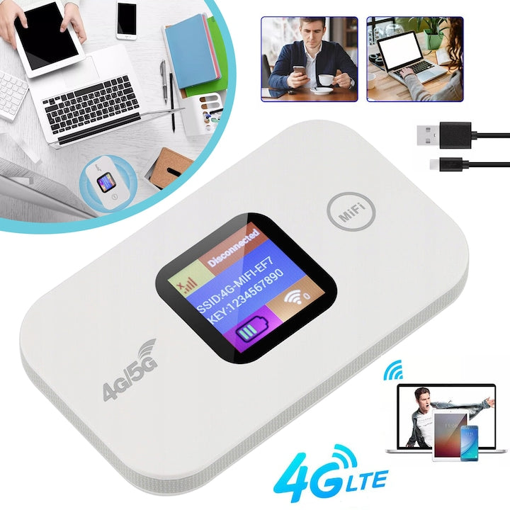 Router WiFi 4G LTE CHOOLY  150 Mbps  pentru 10 dispozitive  portabil  display LCD