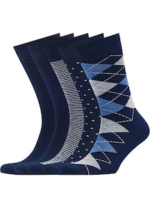 OEM - Men's Socks 5 pairs mixed patterns navy blue sizes 36-44 12 installments with 0% interest