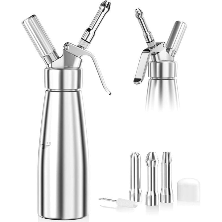 Dispenser frisca 500ml aluminiu cu 3 duze inox si perie curatare