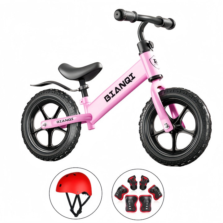 Bicicleta fara pedale  Wacorresi  Bicicleta fara pedale pentru copii  Cu scaun moale  ghidon pivotant la 360 de grade  roti pneumatice elastice care absorb socurile  rezistente la uzura antiderapanta  potrivite pentru inaltimea de 80-105cm  12 inch  roz