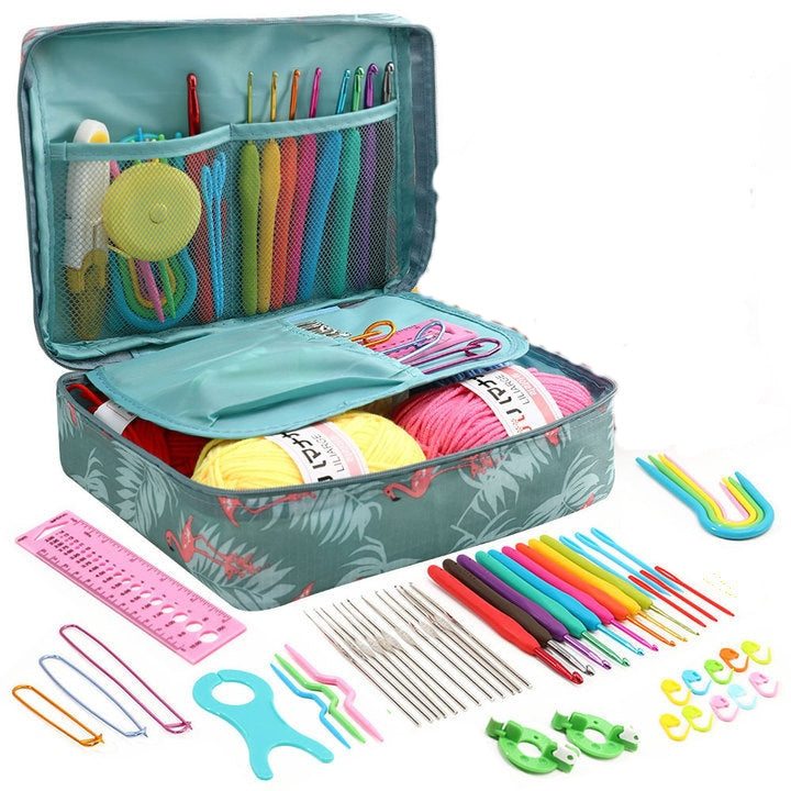 Set de crosetat  58 piese  husa de depozitare  Albastru marin