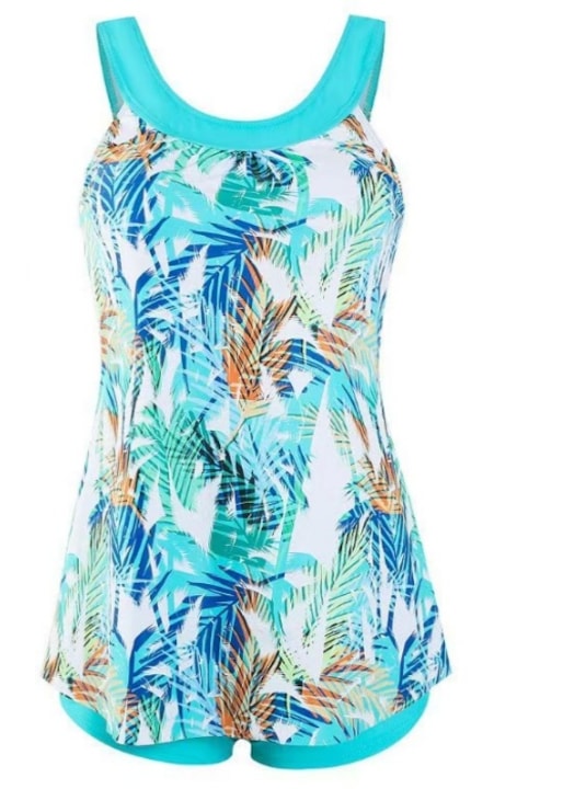 OEM - Turquoise tropical print swimsuit Turquoise