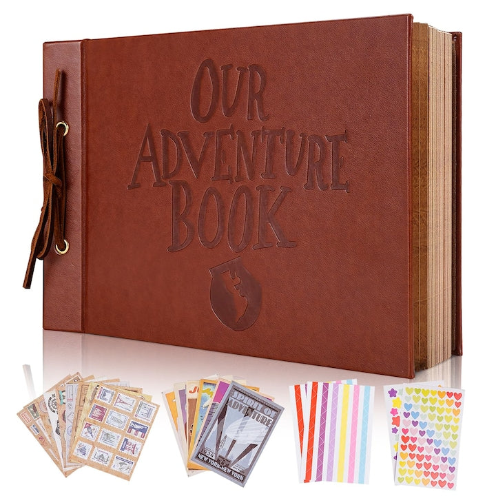 WALALLA Photo Album, adventure, 3D embossed, leather, brown, 29x19cm