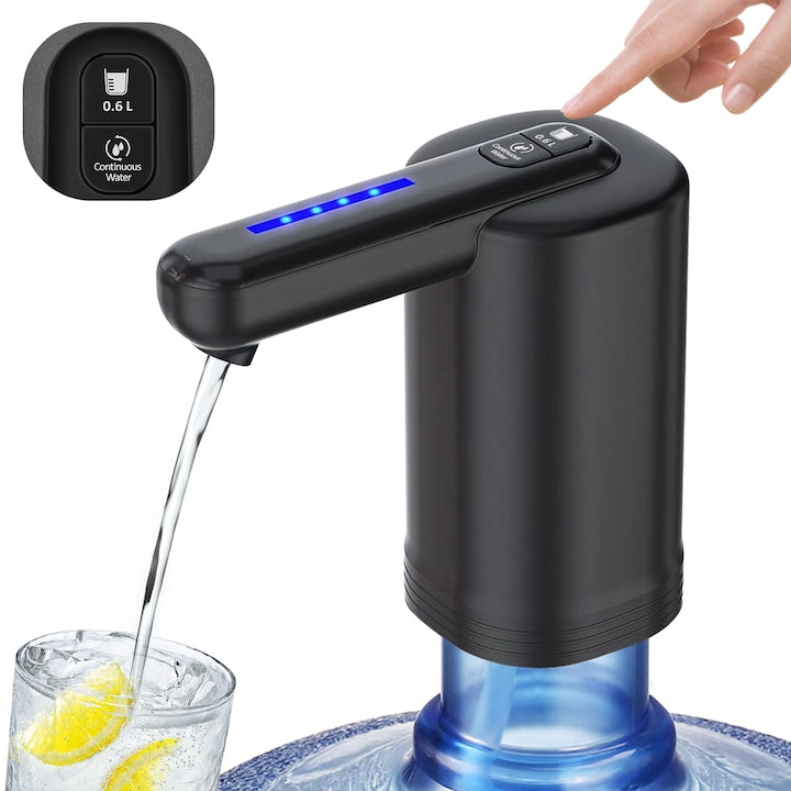 Pompa electrica pentru sticle de apa  WALALLA  universala  portabila  2 motoare  neagra  1500mA