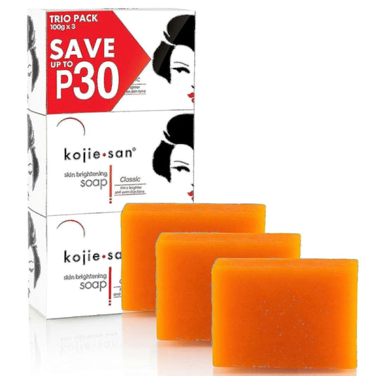 Sapun iluminator Kojie San  set 3 buc  100g  portocaliu  acid kojic  fara parabeni