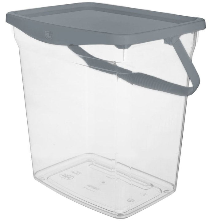 Recipient Pentru Detergent Si Capsule  Hobby Life  6 l  23x18x24 cm  Sticla  Rezistent La Temperaturi De La -25°C La +95°C  Inchidere Cu Clips  Maner Confortabil Pentru Transport  Gri Inchis