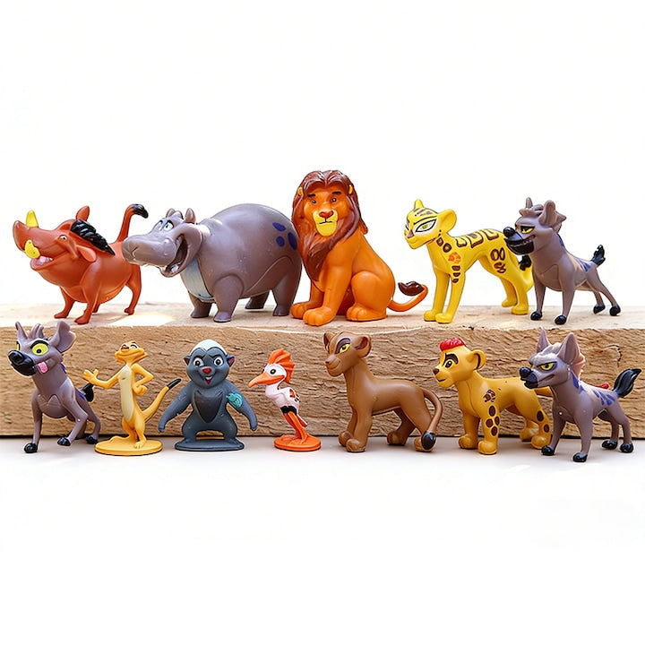 Set de 12 figurine miniaturale (Regele Leu) Include papusi  modele  decoratiuni pentru torturi si replici inspirate din film Disponibile in mai multe culori Dimensiuni: 4–6 cm