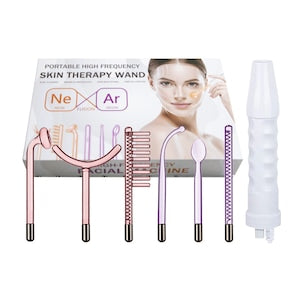 6-electrode high-frequency cosmetic treatment device for acne and wrinkles, red and violet light, 32.2x20.1x5.5cm, complete set