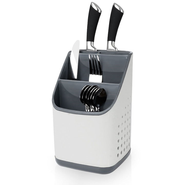 Suport Pentru Tacamuri  Vilde  Tava Pentru Tacamuri  14x14x23 cm  Multicolor  Plastic  Compartimente Pentru Tacamuri  Are 3 Compartimente Mari Pentru Linguri  Furculite  Spatule  Si 7 Compartimente Pentru Cutite  Baza Detasabila  Usor Si Rezistent