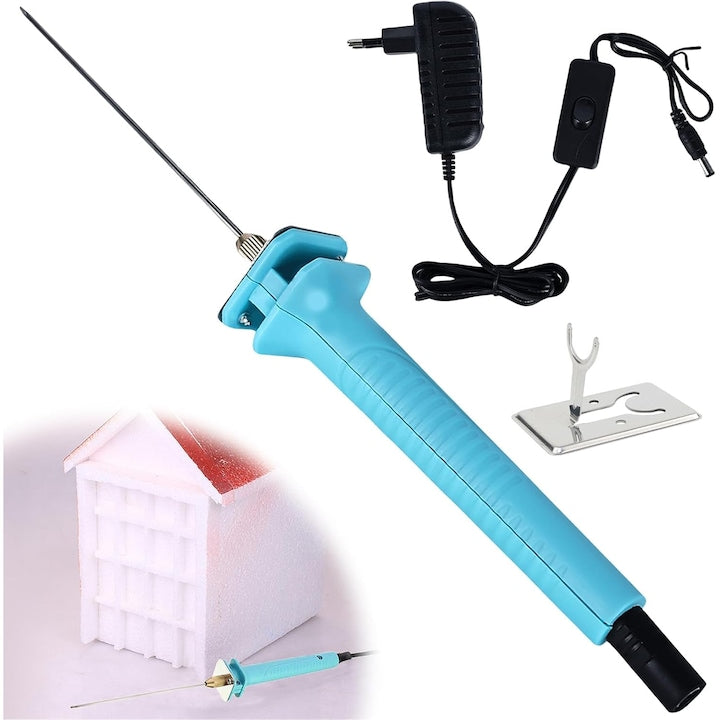 Pen Electric pentru Taiat Polistiren 18W - Cutit Termic cu Ac 10cm pentru Taiere si Gravare Spuma Styrofoam Polistiren Expandat  100-240V  Stecker EU
