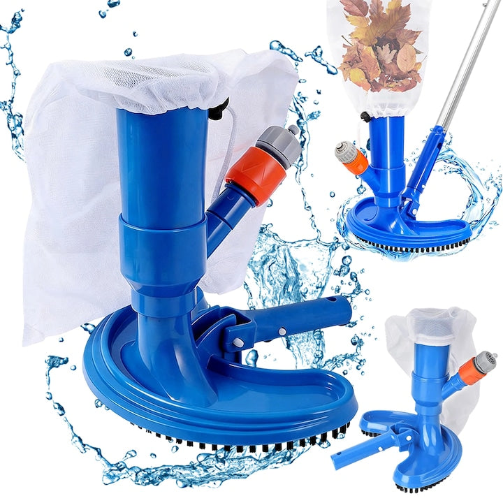 Aspirator Portabil Pentru Piscina  Juksun  Aspirator de piscina  Kit De Curatare Cu Plasa Fina  Rotatie De 90°  pentru piscine  spa-uri  fantani si iazuri  indeparteaza cu usurinta frunzele si murdaria  Albastru
