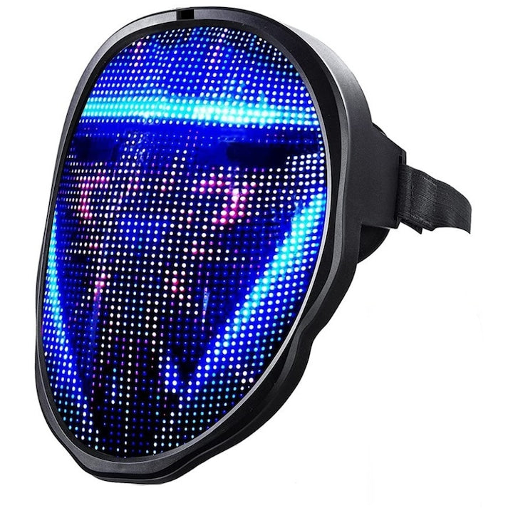 WALALLA Luminous Facial Mask ABS/Silicone 50 Color Modes Bluetooth Connection USB Charging Black