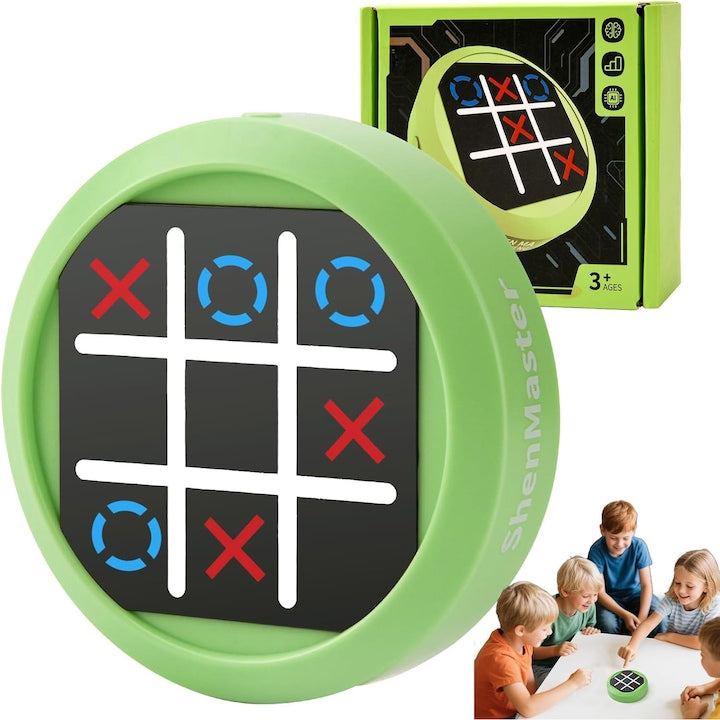 Joc electronic Tic-Tac-Toe 4 in 1  Memorie Flash si Loveste Cartita  1-2 jucatori  portabil  pentru copii peste 3 ani si adulti  OUYLAF  Verde