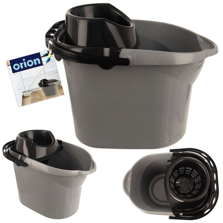 Galeata Cu Storcator  Orion  Gri  12 L  38x28x26x31 cm  Fabricata Din Materiale Rezistente  Culoare Gri Cu Maner Negru  Maner Confortabil Pentru Transport  Deschidere Pentru Golire