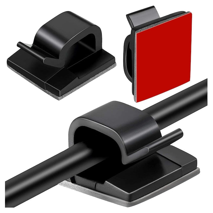 Mini adhesive cable clips 100 pcs black 8.8x14.2x13.6mm