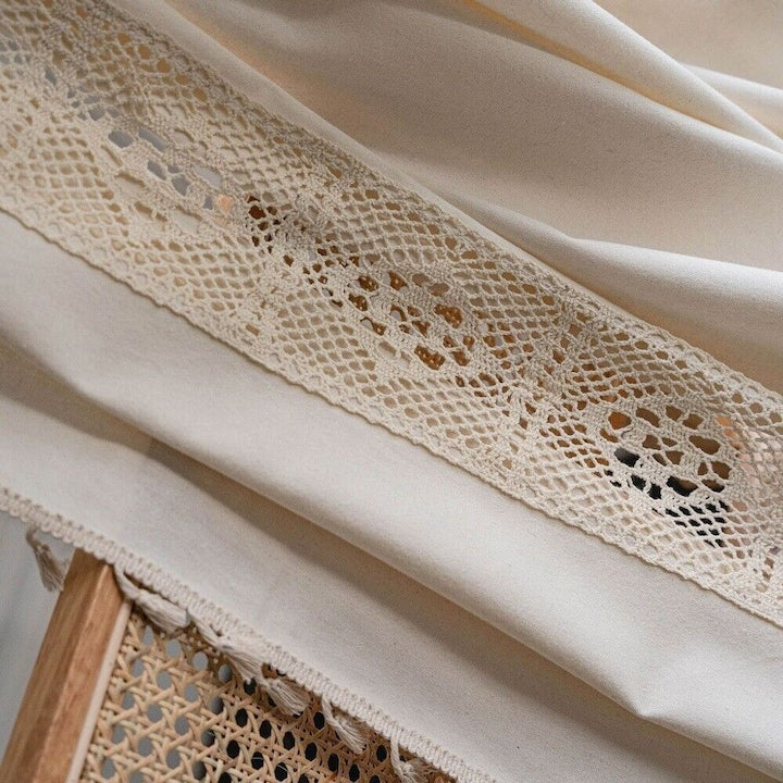 Perdele boho din bumbac si in  bej  150x100 cm