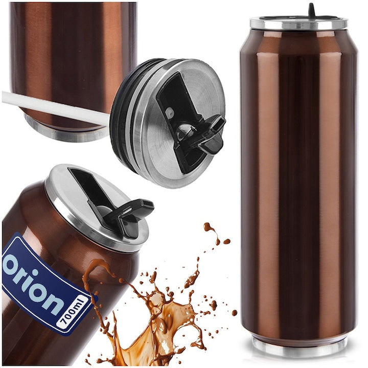 Set Termos Cu Capac  Orion  Capacitate 700 ml  7.5x21 cm  Fabricat Din Otel Inoxidabil  Izolatie Vid  Inchidere Etansa  Cupru